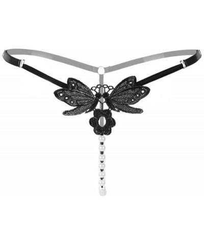 g-String Thong Panties RespctfulWomen Pendant Pearl Tanga Underwear Cute -Butterfly T-Back Lingerie - Black - C118Z2Z5STS $11...