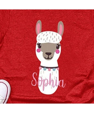 Printed T-Shirt- Summer Women's Alpaca Short Sleeve Round Neck Plus Size top - Red - CH1943R8CUL $19.21 Tops