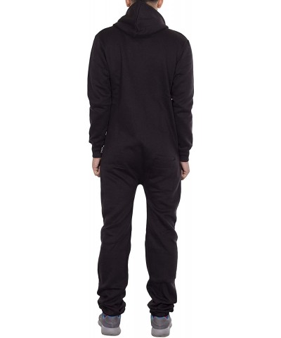 Mens Hoodie Jumpsuit Onesie One Piece Pajamas - Black/Blue - CB18L8TWNLY $51.77 Sleep Sets