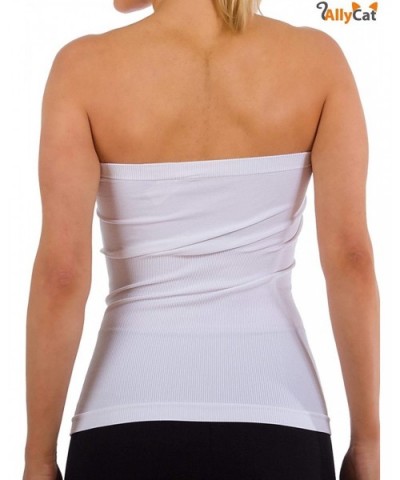 3 Pack Women's Seamless Stretch Long Bandeau Tube Top Ribbing Bottom Slimming Shirt - Black | Beige | White - CJ18XDISG7Y $29...