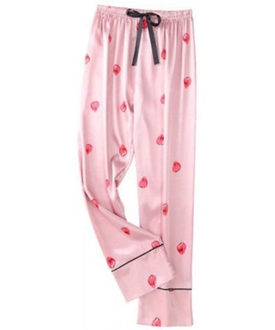 Women's Silky Satin Pajamas Sleepwear Loungewear Cute Printed Seven Pieces Pj Sets Sleeping Homewear - Pink 3 - CJ19C4YGIYS $...