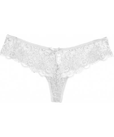 Fashion Delicate Women Translucent Underwear Sheer Lace Tank Lace Sexy Underpant - White - C9194N7SXGH $12.72 Thermal Underwear