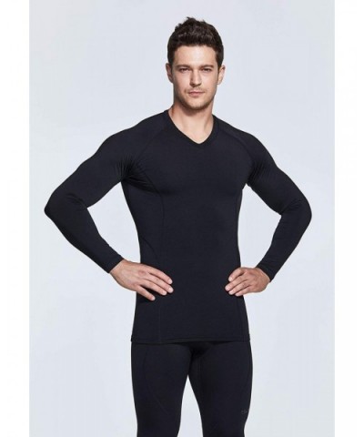 Men's Thermal V-Neck Long Sleeve Compression Shirts- Athletic Base Layer Top- Winter Gear Running T-Shirt - Heatlock V Neck(y...