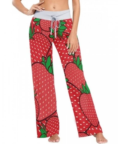 Red Strawberry Womens Pajama Pants Loose Long Lounge Sleepwear Yoga Gym Trousers - CL19DWHG3Z0 $50.43 Bottoms