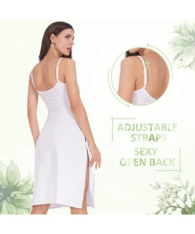 Full Slip Dresses for Women Button Down Cami Spaghetti Strap Nightgown - Botton Slit-white - CS18SIA2WAG $14.37 Slips