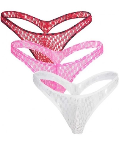 Men's Sexy Mesh Thong Full Transparent Breathable Underwear - Pi+re+wh - C318WYHIKYI $39.64 G-Strings & Thongs