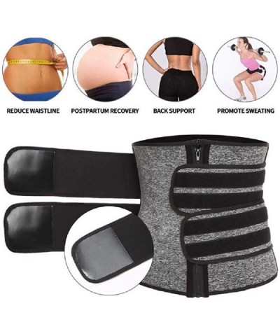 Neoprene Sauna Waist Trainer Corset Sweat Belt for Women Weight Loss Compression Trimmer Workout Fitness - Grey - C2198AGCY7Y...