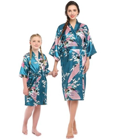 Mommy and Me Family Matching Floral Satin Silky Kimono Robe - Green - C818T07MK28 $27.73 Robes