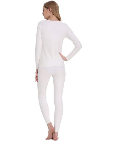 Women's Soft Thermal Underwear Long Johns Set Fleece Lined Base Layer Top & Bottom - Fleece-white - CO18KWH6MHM $58.13 Therma...