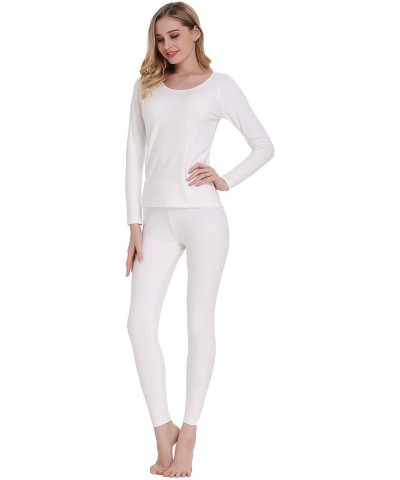 Women's Soft Thermal Underwear Long Johns Set Fleece Lined Base Layer Top & Bottom - Fleece-white - CO18KWH6MHM $58.13 Therma...