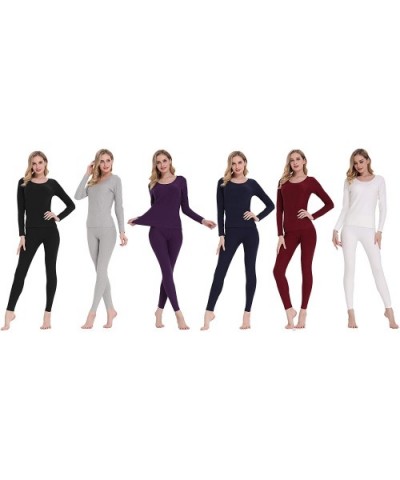 Women's Soft Thermal Underwear Long Johns Set Fleece Lined Base Layer Top & Bottom - Fleece-white - CO18KWH6MHM $58.13 Therma...