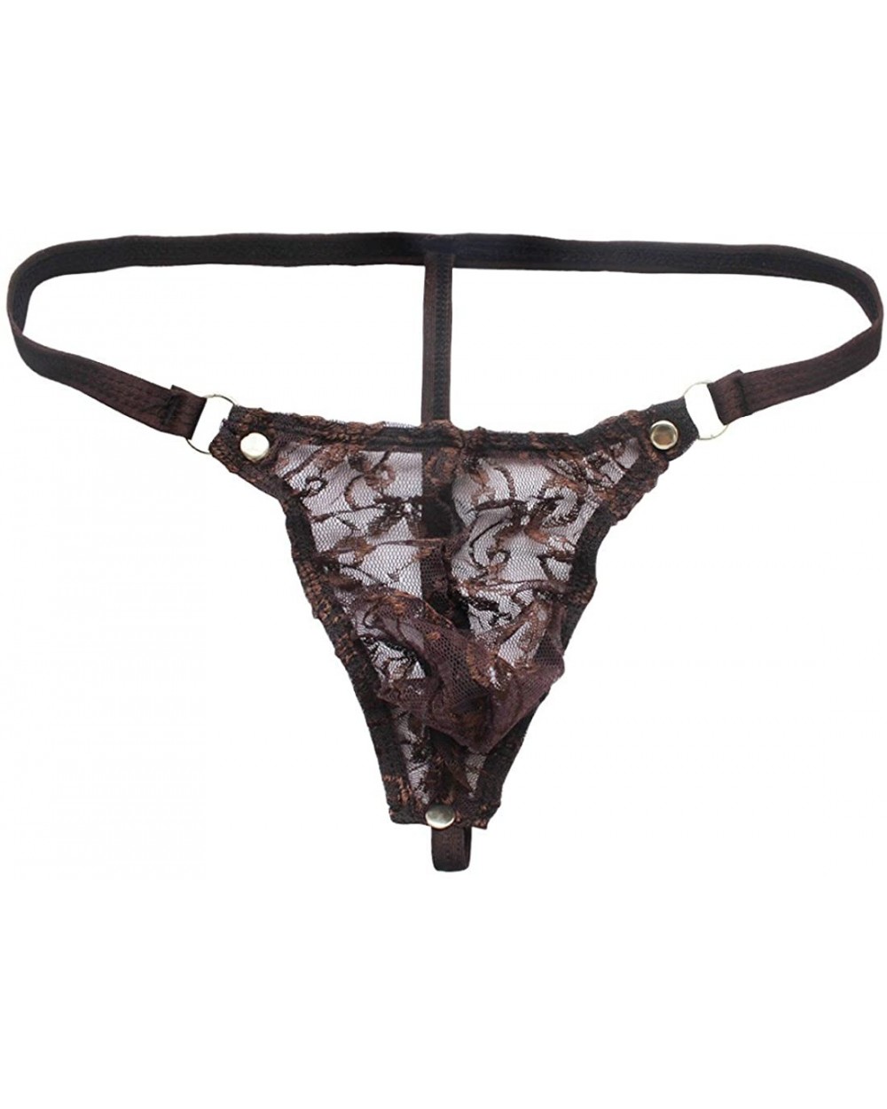 Men's Jacquard Lace Thong Underwear See Through Crossdress Panties G-String - Coffee - C41800HM58Z $34.66 Briefs