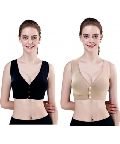 Everyday Bras Soft Cup Wireless Front Close Padded Bras of Women-Assorted Sizes Colors - Black / Nude - CG18ZRTOSTD $35.35 Bras