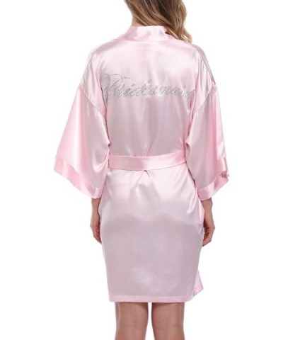 Women's Bride Bridesmaid Robes Short Kimono Robe Dressing Gown for Wedding - Pink(bridesmaid) - CY120HU2MJB $20.99 Robes