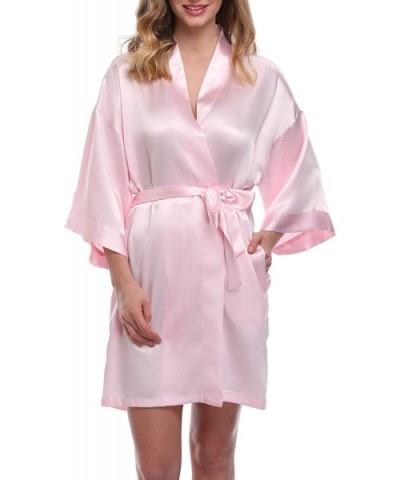 Women's Bride Bridesmaid Robes Short Kimono Robe Dressing Gown for Wedding - Pink(bridesmaid) - CY120HU2MJB $20.99 Robes