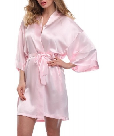 Women's Bride Bridesmaid Robes Short Kimono Robe Dressing Gown for Wedding - Pink(bridesmaid) - CY120HU2MJB $20.99 Robes