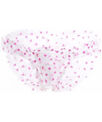 Men's Heart Print Sissy Pouch Panties Mesh See Through Underwear Briefs - White&pink - CH186ARUMML $23.54 Briefs