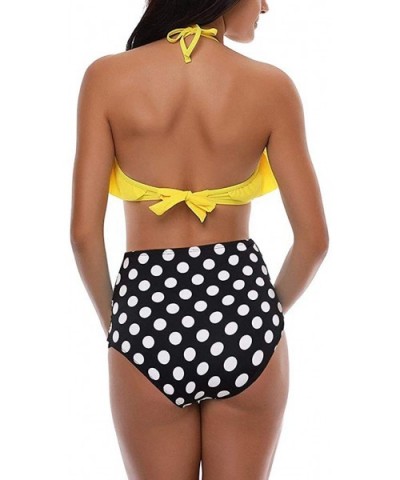 Swimsuit for Women Two Pieces Top Ruffled Backless Racerback with High Waisted Bottom Tankini Set - Yellow - C9194WA6ZI4 $17....