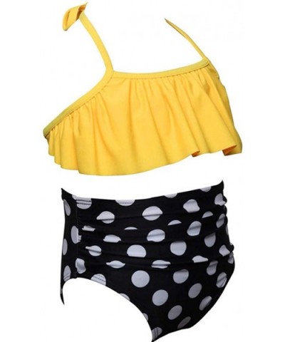 Swimsuit for Women Two Pieces Top Ruffled Backless Racerback with High Waisted Bottom Tankini Set - Yellow - C9194WA6ZI4 $17....