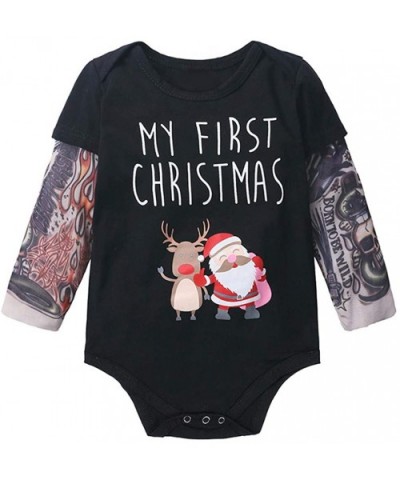 Christmas Family Matching Pajamas Set Santa's Deer Sleepwear for The Family Boys and Girls Women Men Pyjamas - Black Tattoo -...