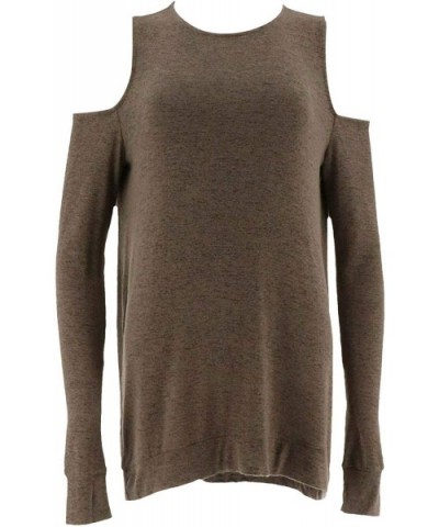 Loungewear Brushed Hacci Cold Shoulder Top A293071 - Taupe - CK18ET2TQGZ $31.05 Tops