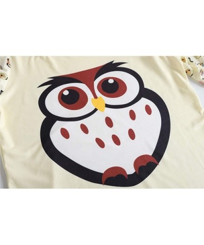 Women Pajamas Cute Owl Sleepwear Comfy Pajama Pants Long Sleeve Night Suits - Beige - CX12C72B211 $28.43 Sets