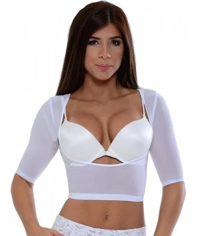 Bolero Mesh Arm Control Shapewear Crop Top Arm Slimmer- Cami Shaper Short Sleeve - White - CO195KEY3RU $50.11 Shapewear