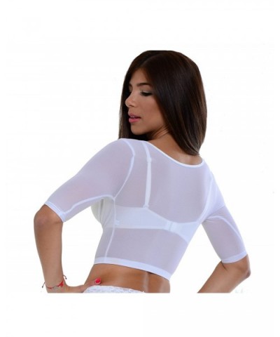 Bolero Mesh Arm Control Shapewear Crop Top Arm Slimmer- Cami Shaper Short Sleeve - White - CO195KEY3RU $50.11 Shapewear