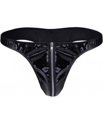 Men's Wetlook Bikini Briefs Underwear Zipper Open Front Pouch G-String Thongs - C318Y4ZR586 $18.16 G-Strings & Thongs