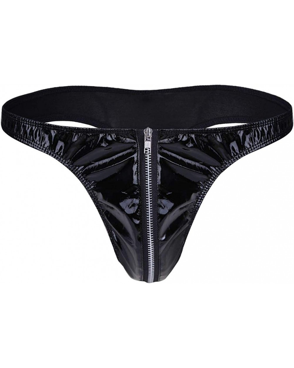 Men's Wetlook Bikini Briefs Underwear Zipper Open Front Pouch G-String Thongs - C318Y4ZR586 $18.16 G-Strings & Thongs