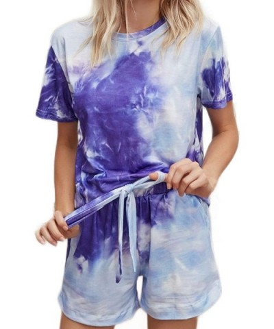 Womens Printed Short Sleeve Tops and Shorts 2 Piece Tie Dye Pajamas Sets - Print-01 - CN19CSCYOLN $29.03 Sets