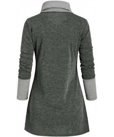 Women's Loose Tunic T Shirts Casual Turtleneck Solid Long Sleeve Autumn Tops Blouse - B-gray - CP193Z3MORA $37.31 Thermal Und...