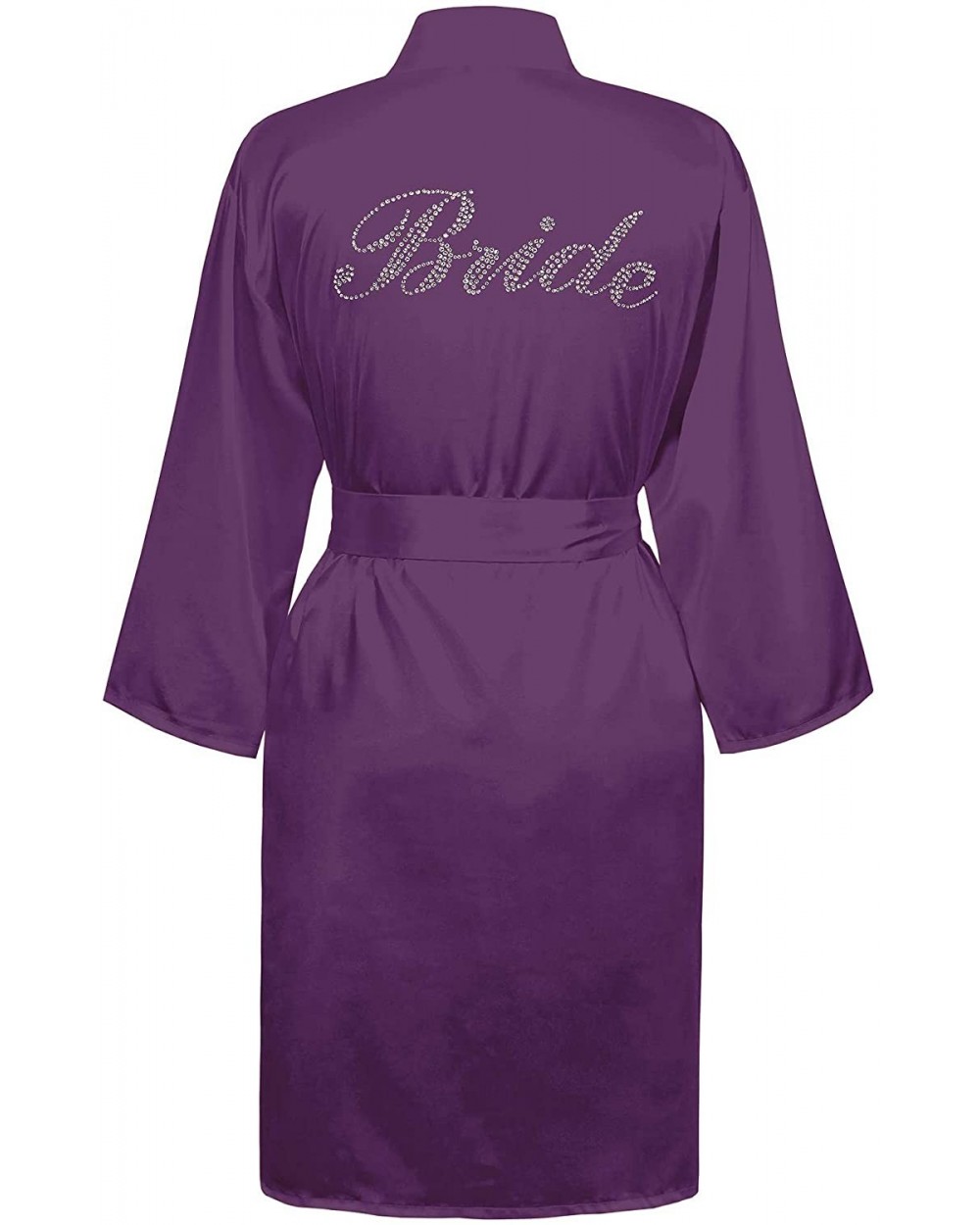 Bridal Robe with Rhinestones- 3/4 Sleeves - Plum - CX12D8RAGER $31.20 Robes