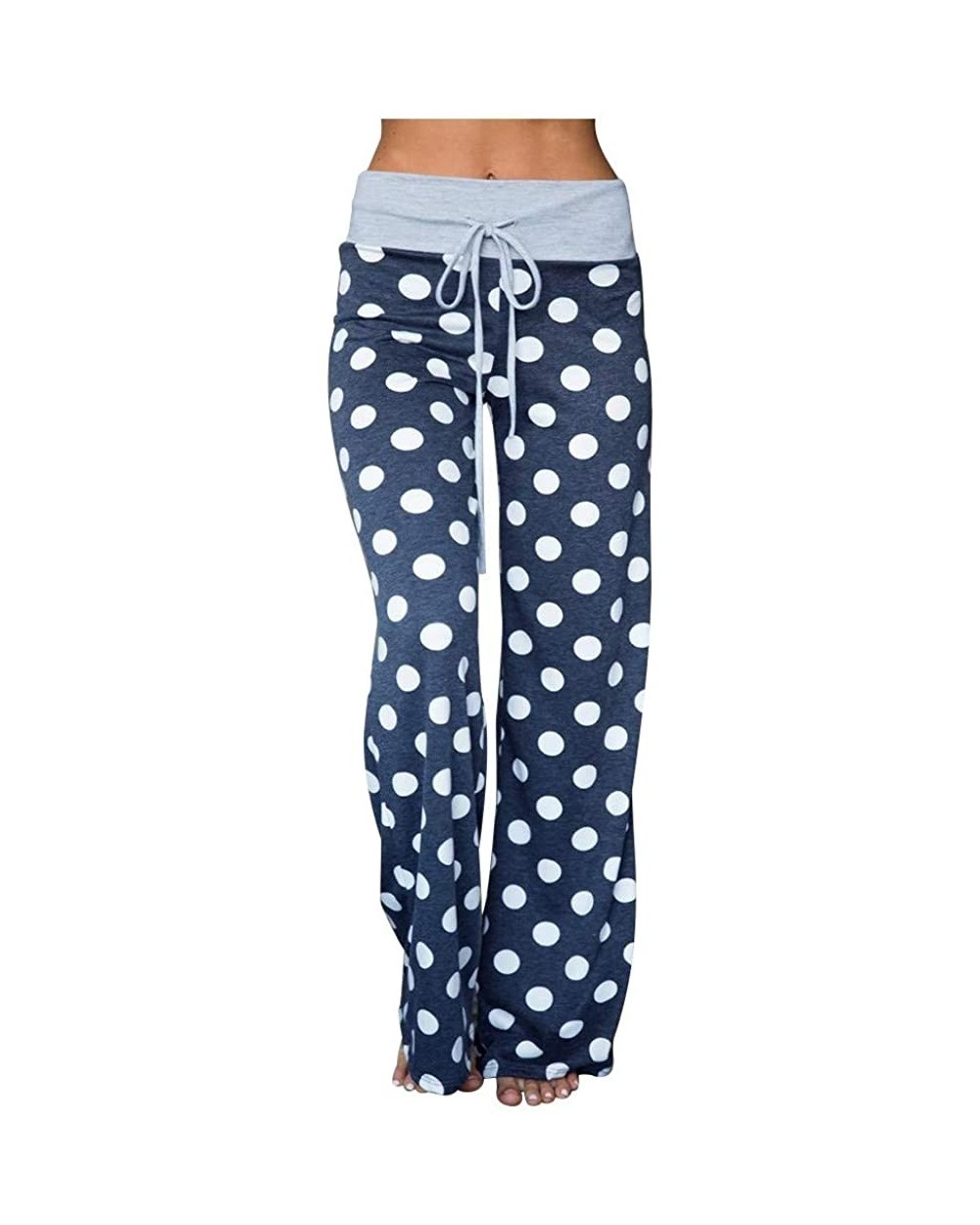 Trousers for Womens Comfy Casual Pajama Pants Floral Print Drawstring Palazzo Lounge Pants Wide Leg Sweatpants B - C7194YRISZ...