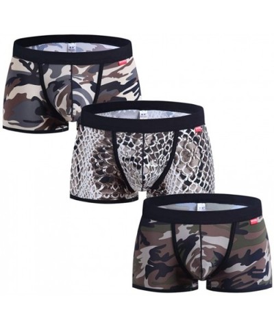 Mens Camouflage Boxer Briefs Slim Low Waist Pants U Convex Underwear - Snake Skin+coffee Grey+coffee Green - C118YYUE5MI $35....