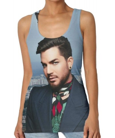 Adam Lambert Women's Sexy Vest Fashion Shirt Vest T-Shirt - CD196SQKQUE $30.81 Camisoles & Tanks