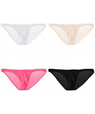 Men's Sexy Breathable Sheer Ice Silk Bikini Briefs Underwear Panties - 4 Pack-mix Color 1 - CO184AC9KWS $31.17 Briefs