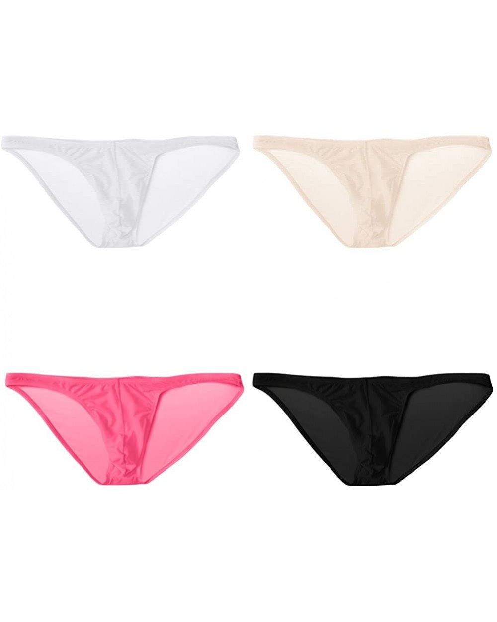 Men's Sexy Breathable Sheer Ice Silk Bikini Briefs Underwear Panties - 4 Pack-mix Color 1 - CO184AC9KWS $31.17 Briefs