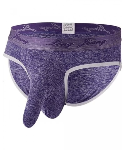 Men's Sexy Briefs Underwear Breathable Elephant Nose Underpants - Purple - CF18AOAMYEE $17.32 G-Strings & Thongs