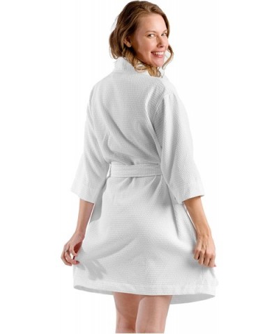 Waffle Bamboo Robe for Women- S/M Size- White - White - CY1274BPVXZ $34.11 Robes