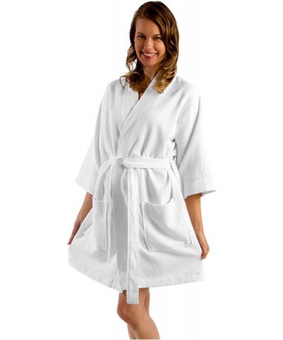 Waffle Bamboo Robe for Women- S/M Size- White - White - CY1274BPVXZ $34.11 Robes