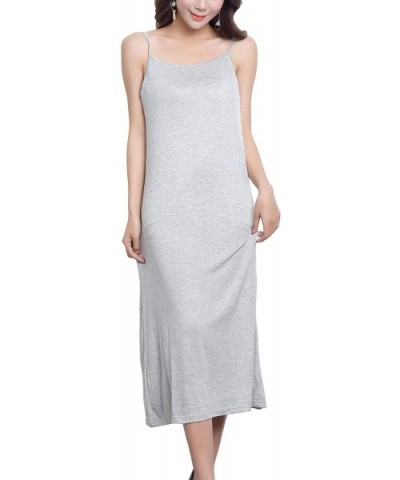 Womens Modal Long Camisole Slip U-Neck Nightgowns Sleep Chemise - Light Grey - C818M75ZO9W $23.32 Baby Dolls & Chemises