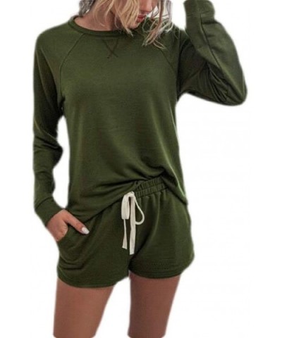 Long Sleeve Print 2 Piece Outfits Nightwear Shirt and Shorts Pajama Set - 2 - CS1908HYK36 $45.08 Sets