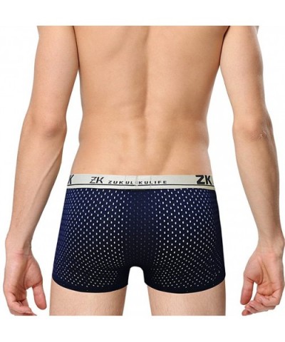 Mens Ice Silk Boxer Mesh Brief - 3 Pack Blue+black+gray - CC186UHY54D $40.49 Boxer Briefs