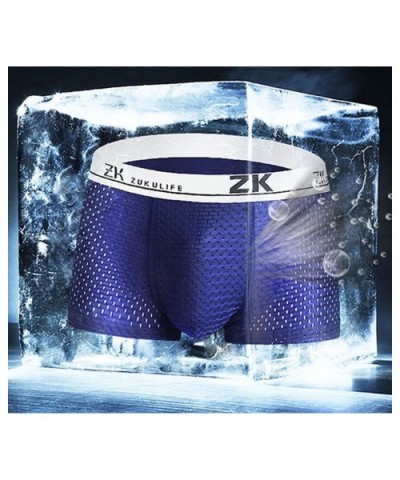 Mens Ice Silk Boxer Mesh Brief - 3 Pack Blue+black+gray - CC186UHY54D $40.49 Boxer Briefs