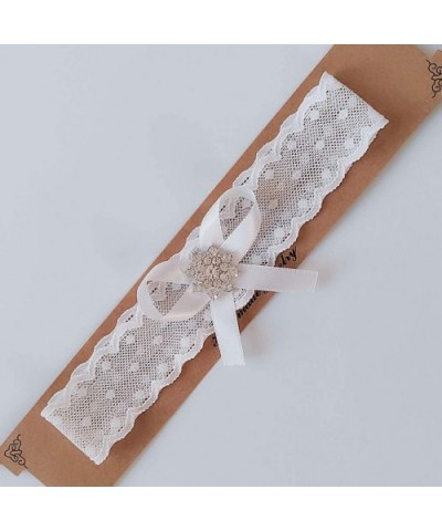 1 Pair Bridal Garter Sets White Lace Trim Rhinestone Bow Leg Band Photo Props for Wedding Anniversary Party - C5197QES8UG $18...