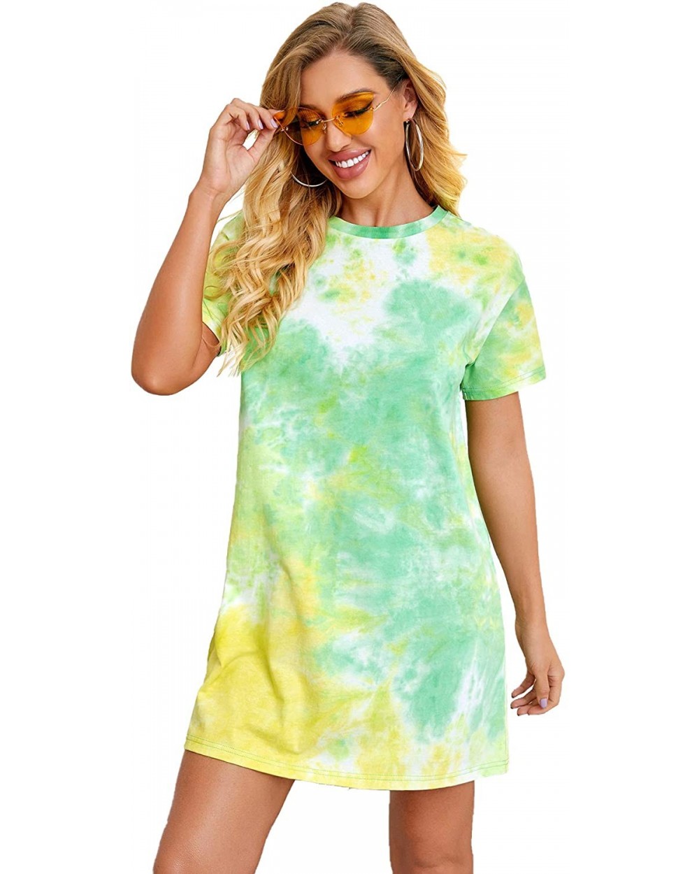 Women Casual Tie Dye Tee Shirt Dress Short Sleeves Basic Sleepwear Dress - Multicolored - CB190X3DDAI $31.75 Nightgowns & Sle...