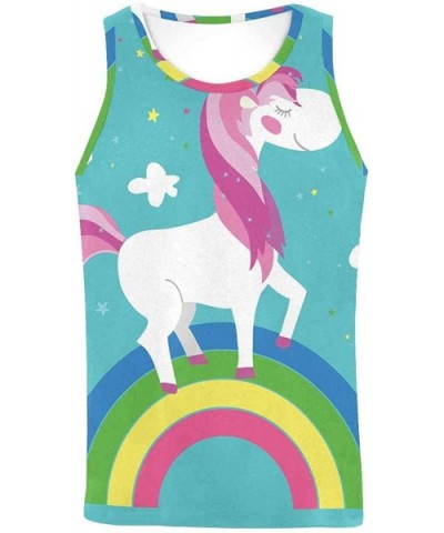 Men's Muscle Gym Workout Training Sleeveless Tank Top Fairy Cute Unicorn - Multi5 - C719DW709H6 $47.83 Undershirts