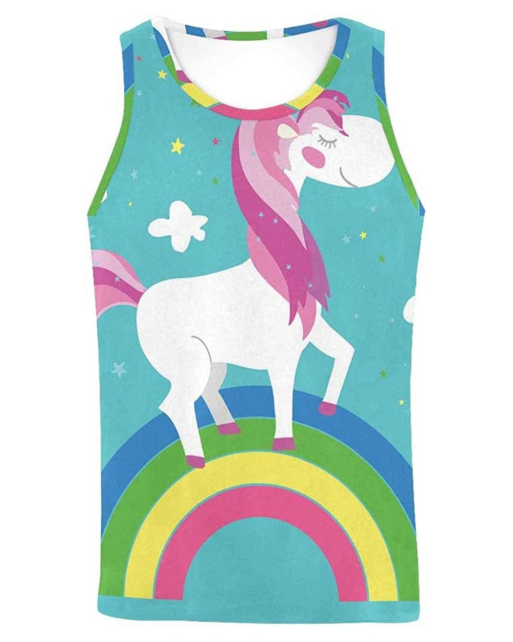 Men's Muscle Gym Workout Training Sleeveless Tank Top Fairy Cute Unicorn - Multi5 - C719DW709H6 $47.83 Undershirts