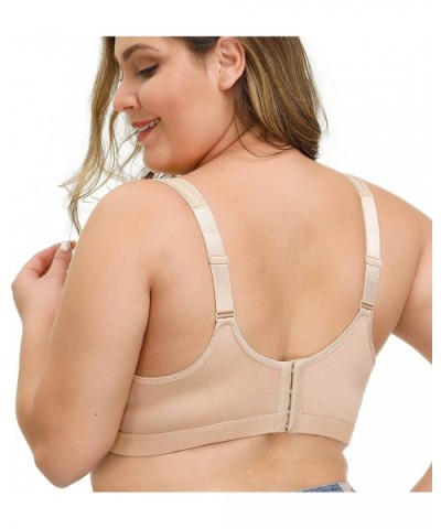 Women's Comfort Embroidered Lace Non Foam Wirefree Lift Cotton Everyday Bra - Beige - CB1939M4Q80 $31.07 Bras